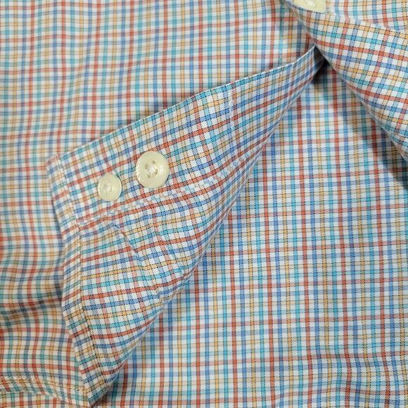 Vtg Peter Millar Mens Button Down Golf Shirt Sz L Short Sleeve Multicolor Plaid - Picture 7 of 10